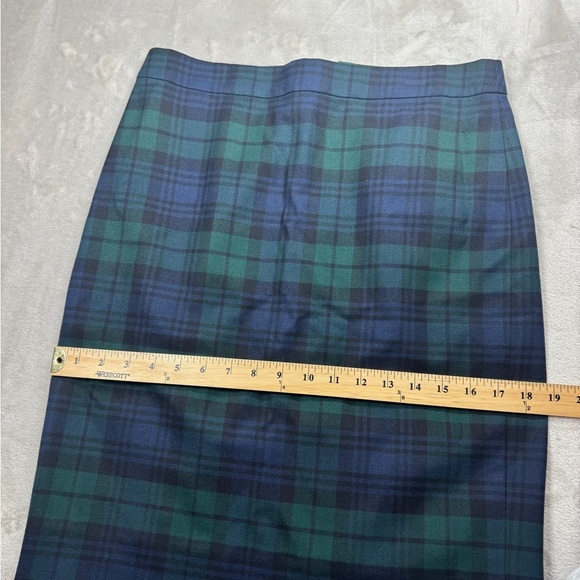 J.Crew Factory Wool Blend The Pencil Skirt Blue Black Green Tartan Plaid Size 6 - Picture 6 of 13